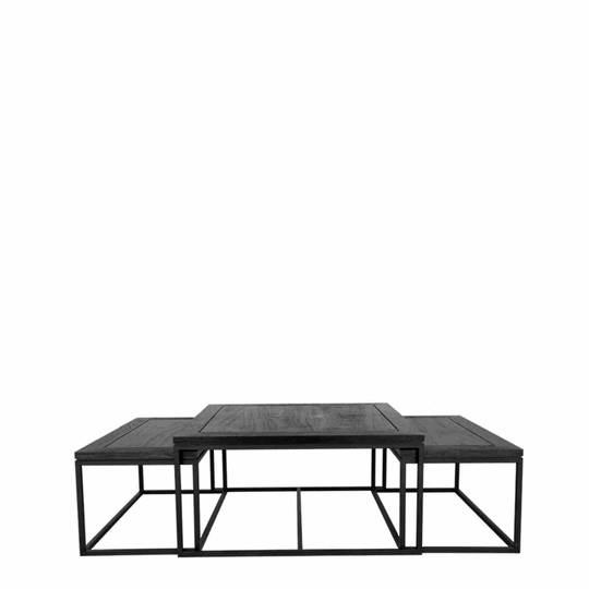 CHICAGO SET 3 NESTED COFFEE TABLE WITH METAL FRAME